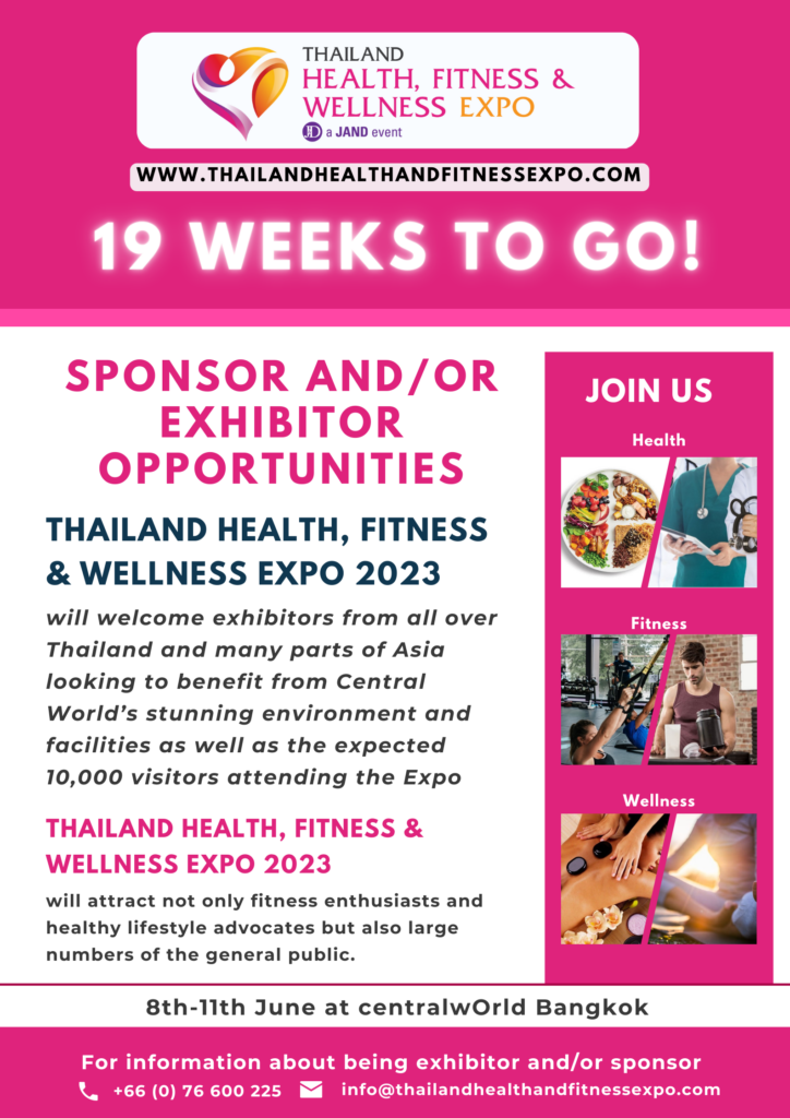 Join Thailand Health, Fitness & Wellness Expo 2023 as an Exhibitor/Sponsor